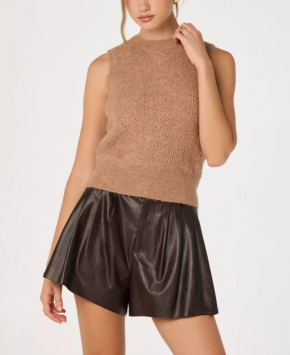 Pernille Cable Knit Sweater Tank - Camel
