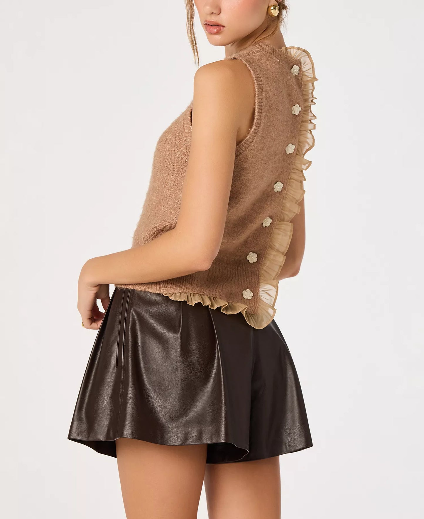 Pernille Cable Knit Sweater Tank - Camel