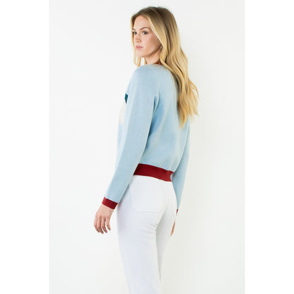 Double Horse Knit Cardigan - Light Blue