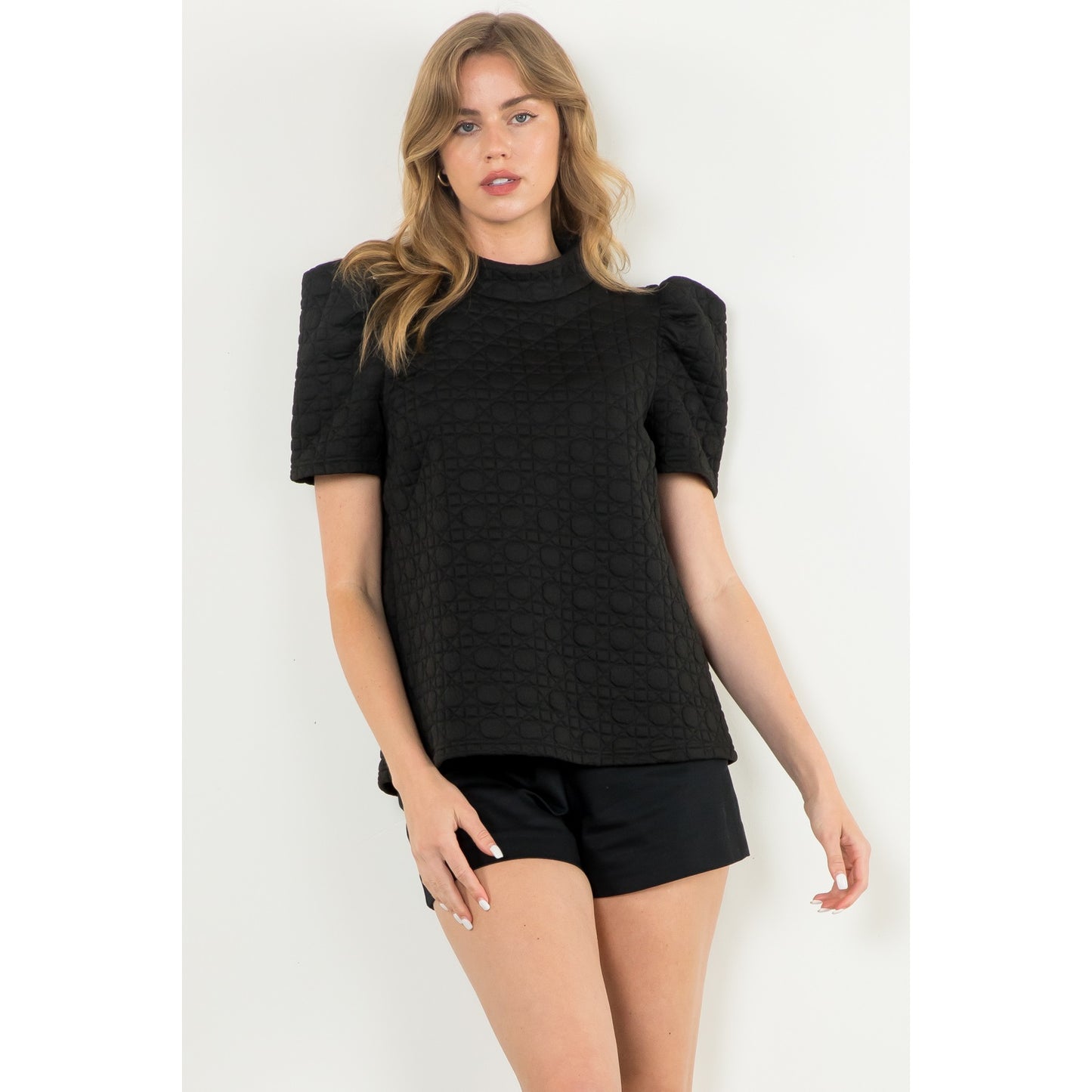 THML - Short Sleeve Textured Top - Black