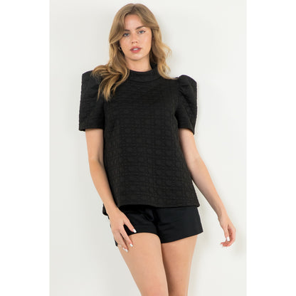 THML - Short Sleeve Textured Top - Black