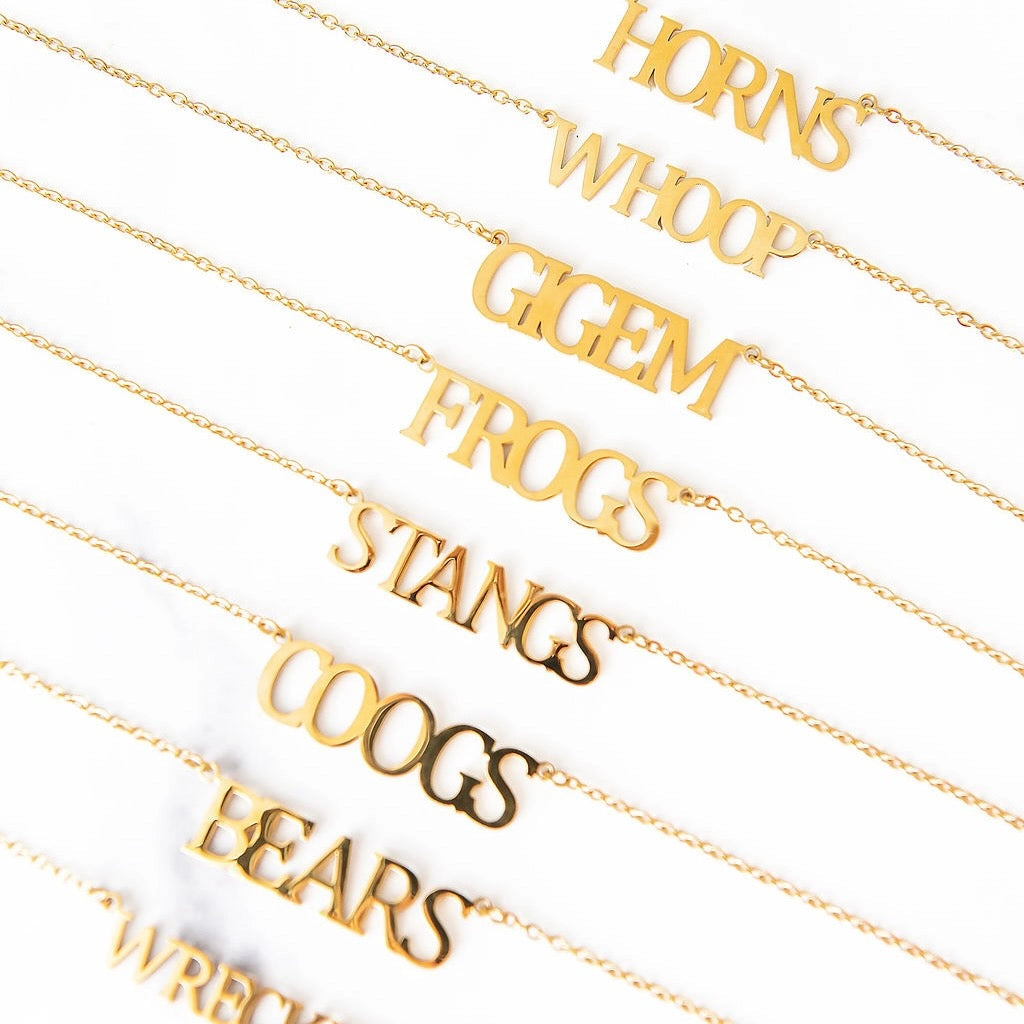 Texas Collegiate Nameplate Necklace - BEARS
