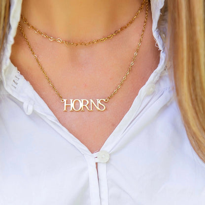 Texas Collegiate Nameplate Necklace - HORNS