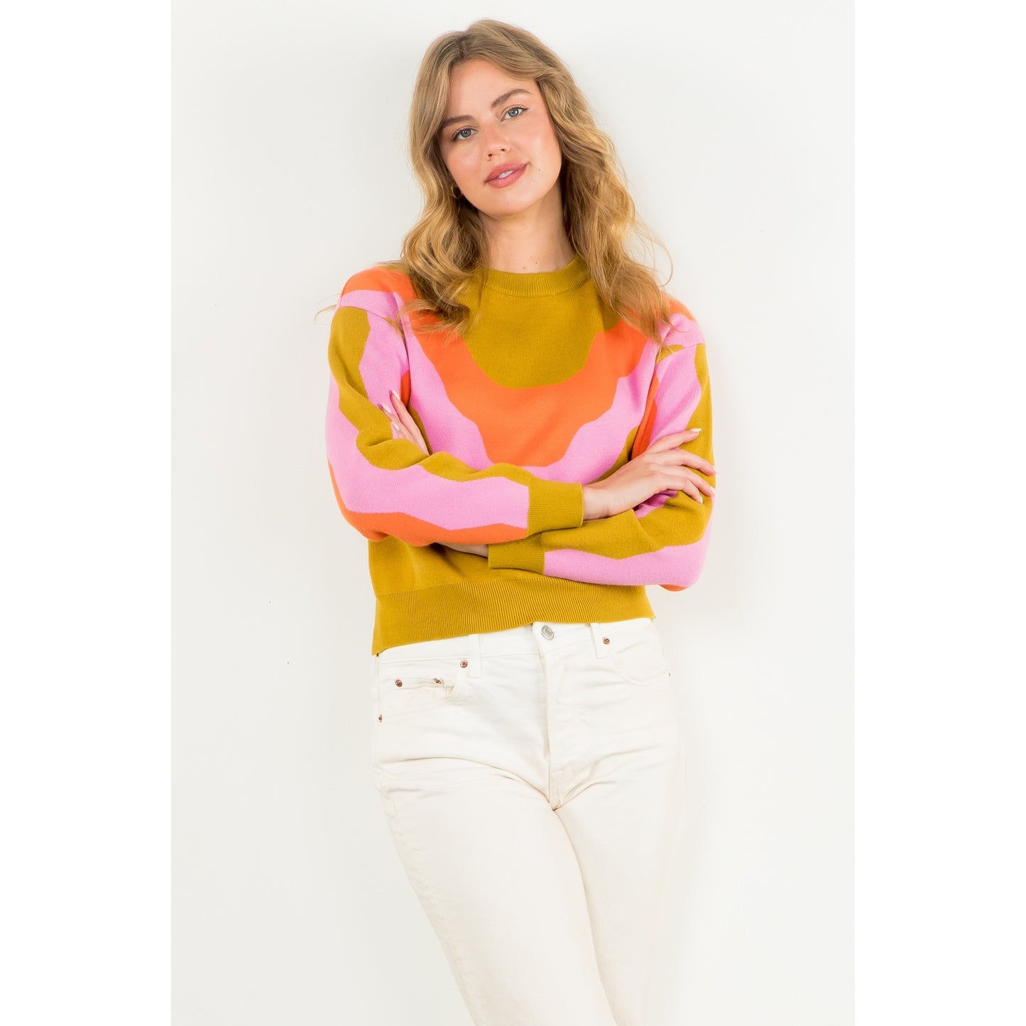 THML - Multi Color Knit Sweater - Mustard