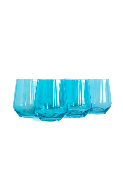 ESTELLE COLORED WINE STEMLESS - SET OF 6 {OCEAN BLUE}