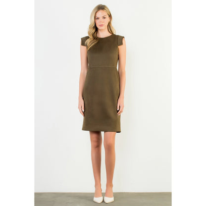 Sleeveless Suede Dress - Olive