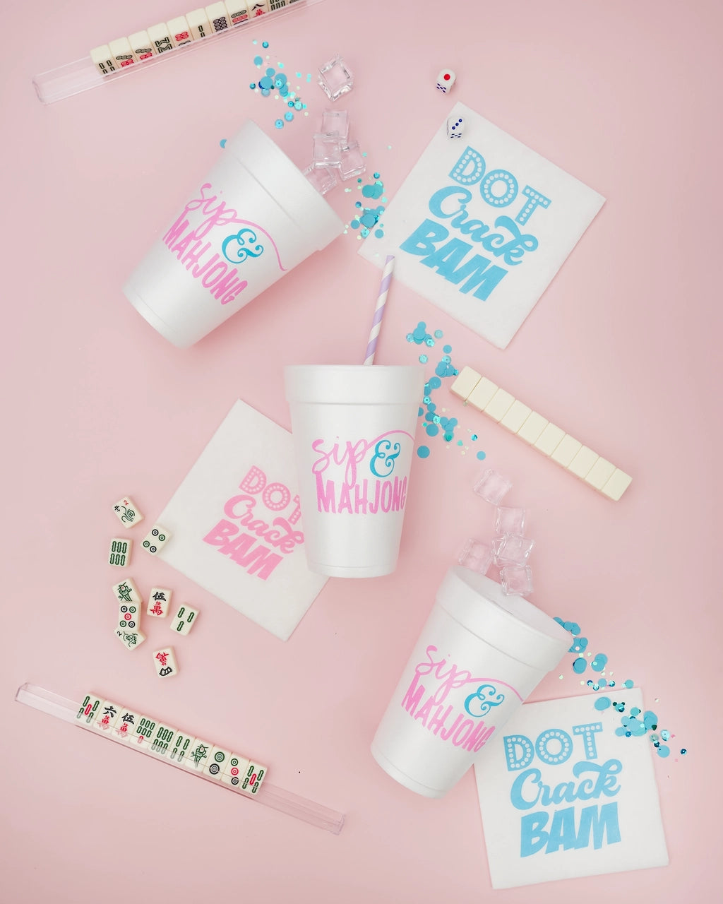 Sip & Mahjong Styrofoam Cup | Set of 10 | 20 oz