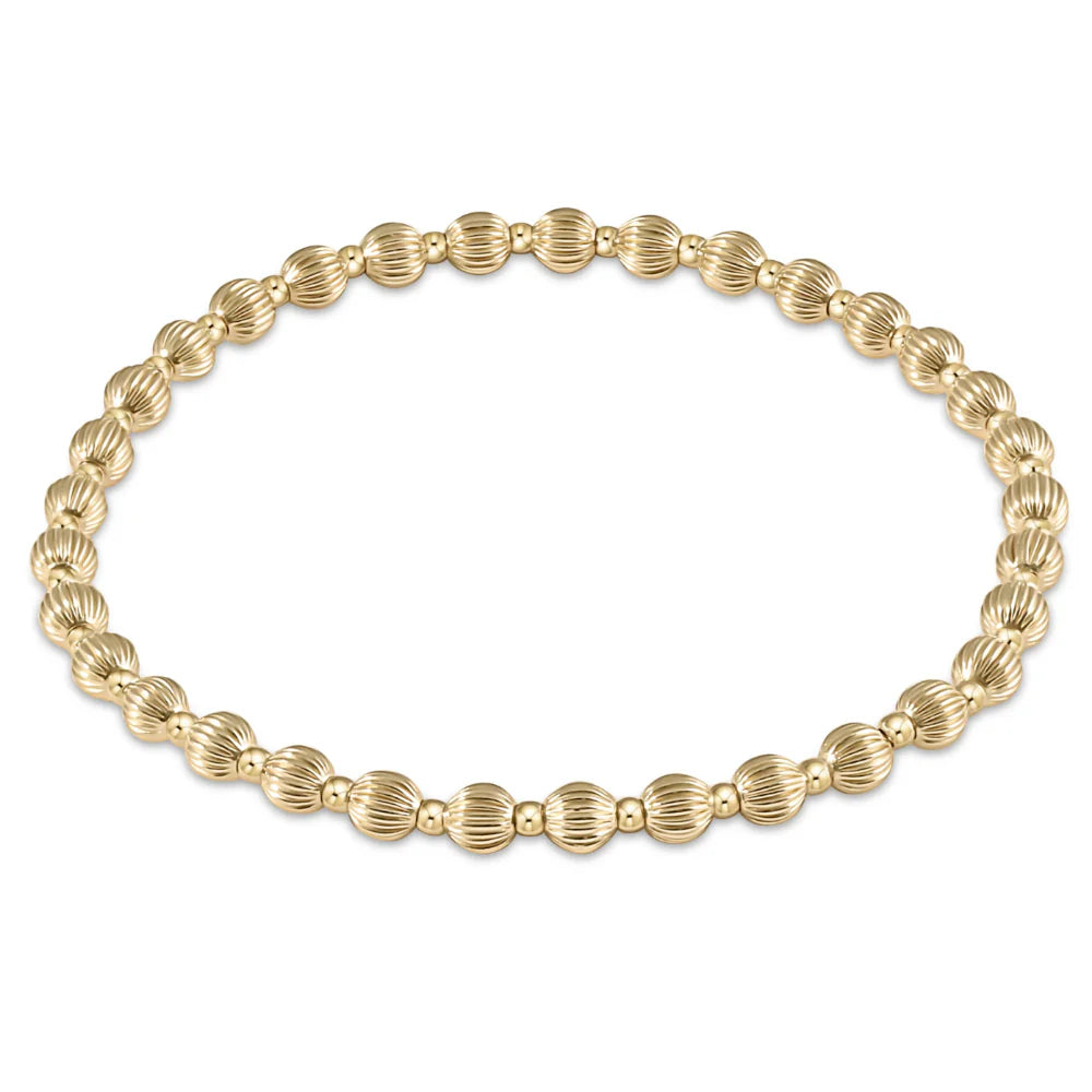 Dignity Grateful Pattern 4mm Bead Bracelet - Gold