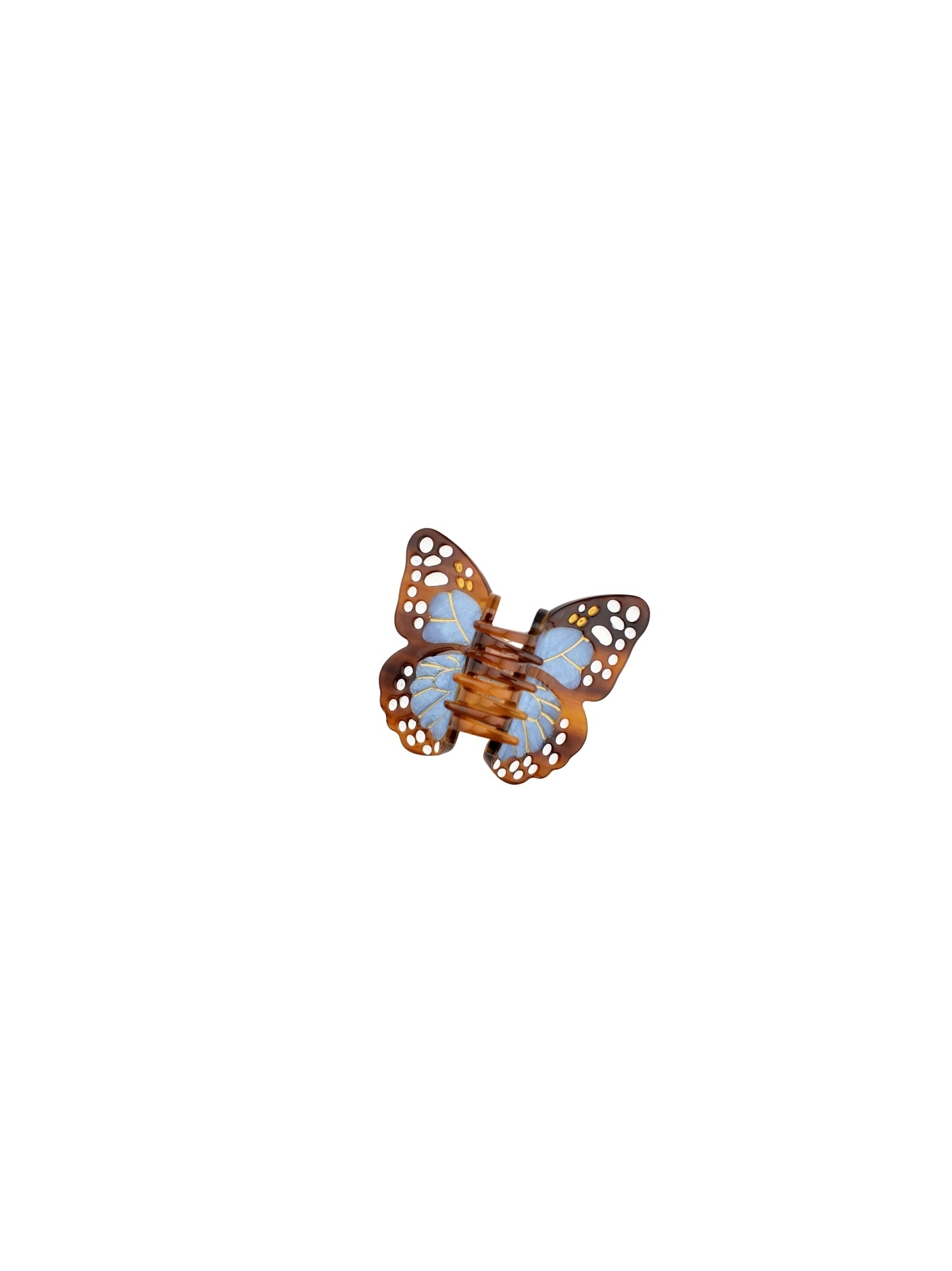 Hand-Painted Mini Boho Monarch Claw Hair Clip | Eco-Friendly | Baby Blue