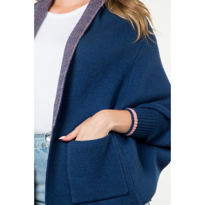 THML - Solid Knit Heart Cardigan - Navy