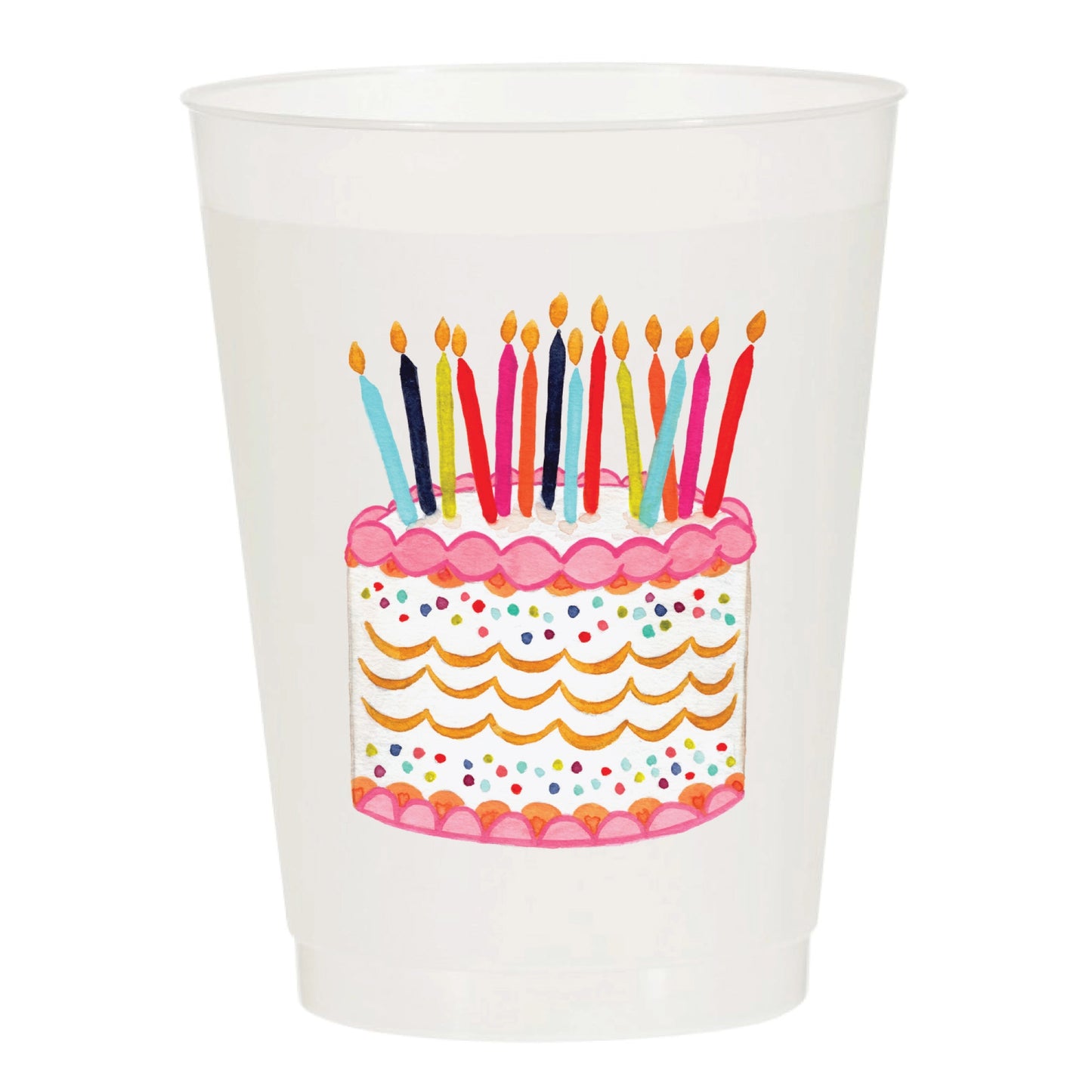Birthday Cake Watercolor Frosted Cups - Birthday