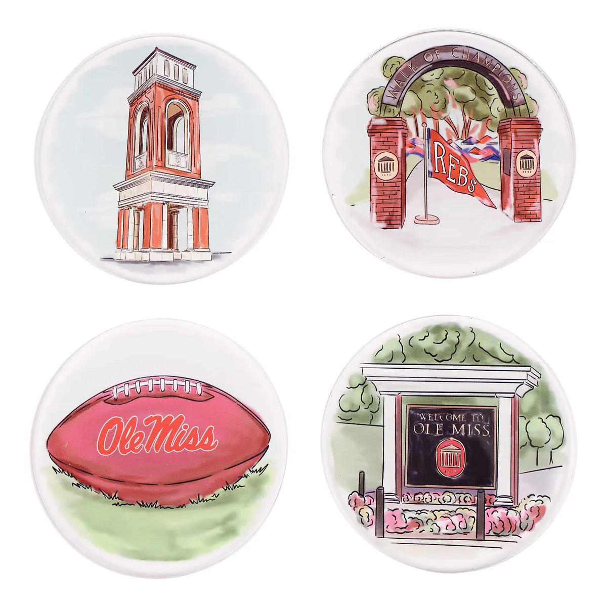 Ole Miss Coaster Set/4