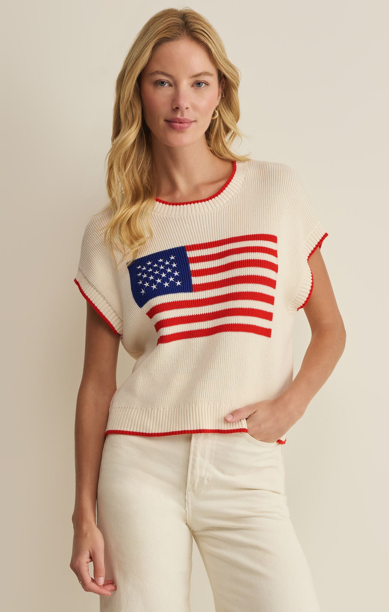 Sleeveless Patriot Sweater - Cloud