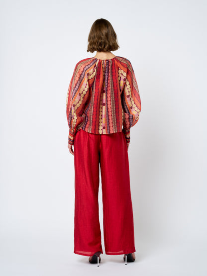 Rileigh Striped Blouse - Red Multi