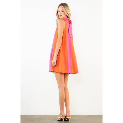Sleeveless Colorblock Dress - Magenta