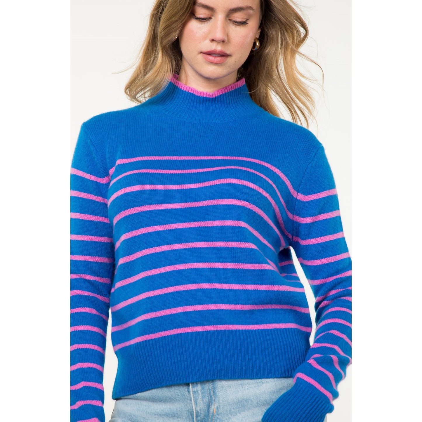 THML - Striped Knit Sweater - Blue