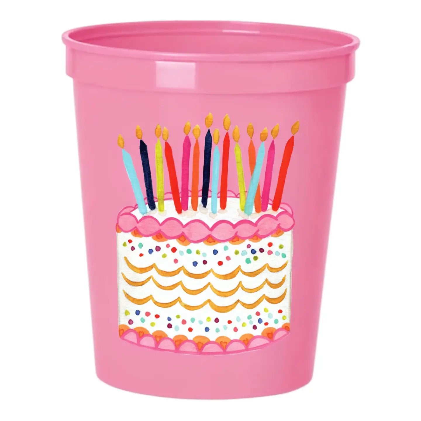Birthday Cake Pink Stadium Cups - Birthday