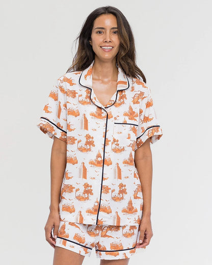 KATIE KIME - Austin Toile Pajama Shorts Set - Burnt Orange