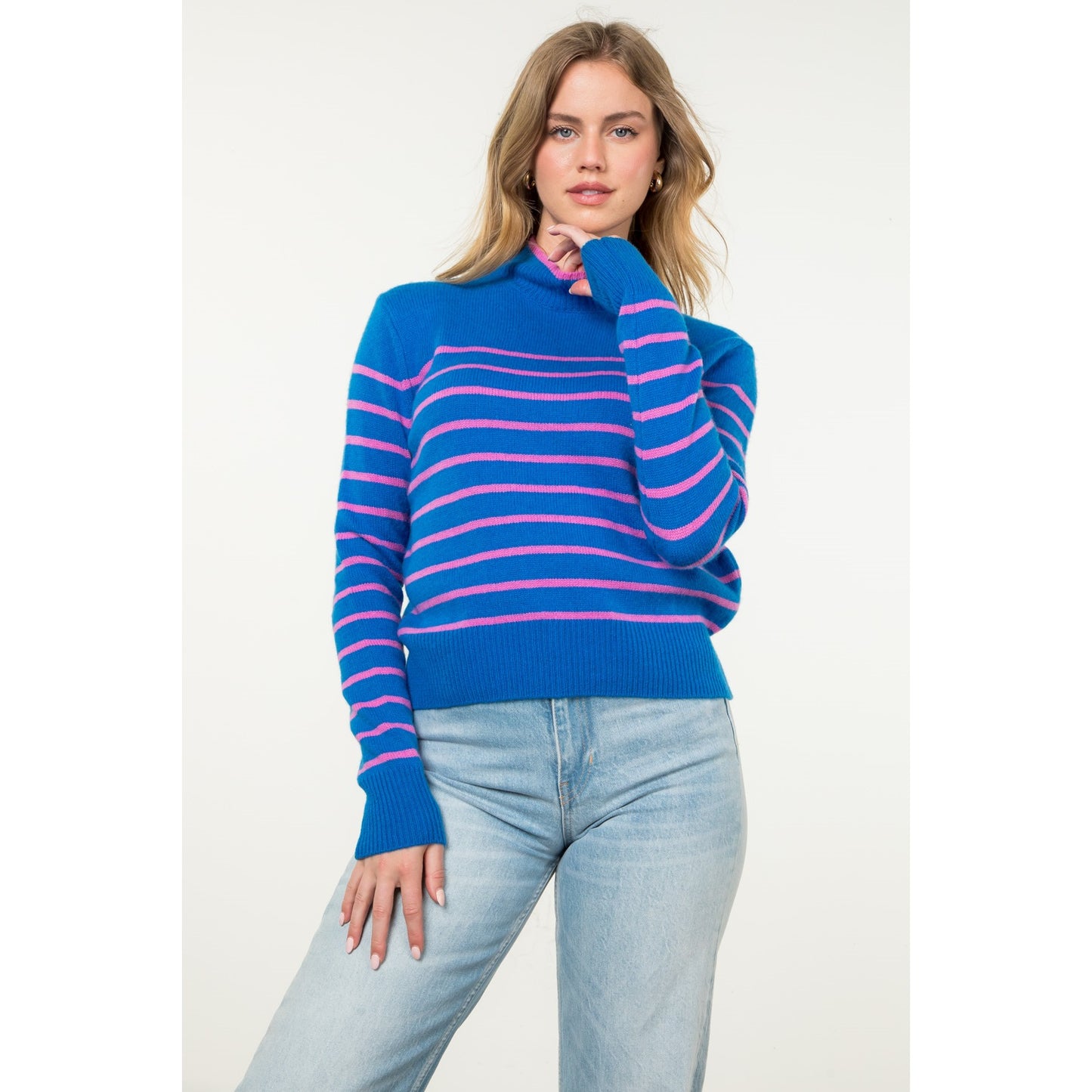 THML - Striped Knit Sweater - Blue