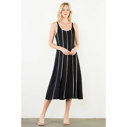 Sleeveless Striped Dress - Black - Spinout