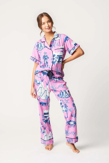 KATIE KIME - Marfa Toile Pajama Pants Set - Pink Navy