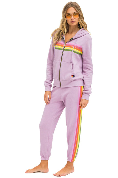 Aviator Nation - 5 Stripe Hoodie - Mauve // Pink // Green