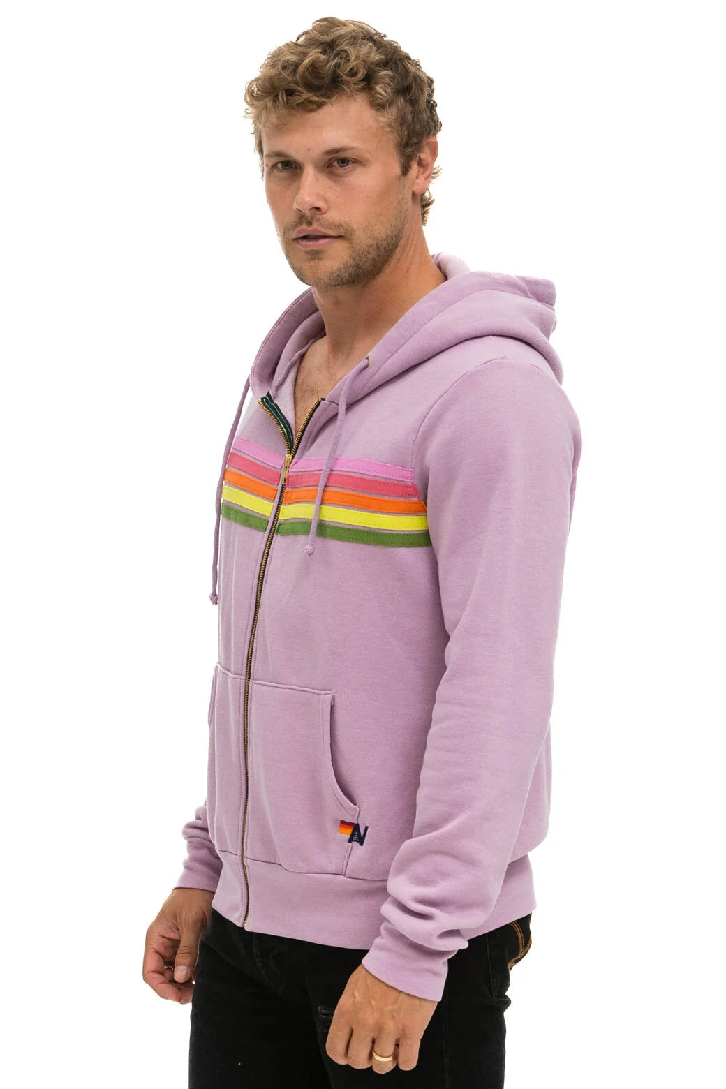 Aviator Nation - 5 Stripe Hoodie - Mauve // Pink // Green