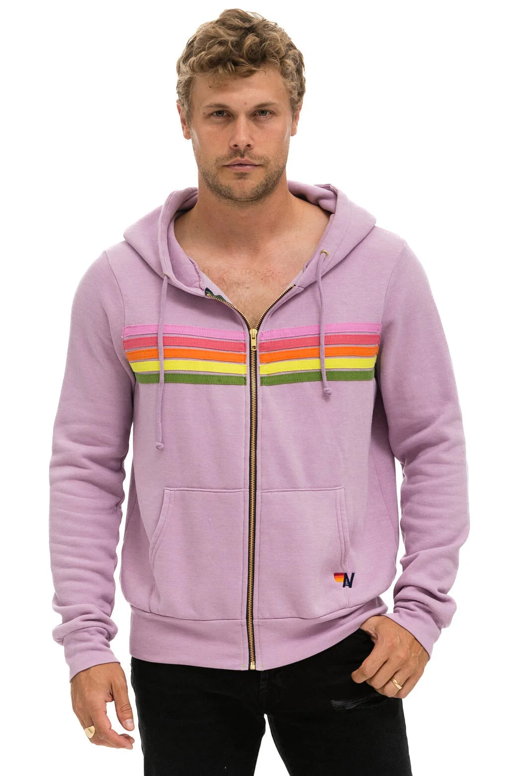 Aviator Nation - 5 Stripe Hoodie - Mauve // Pink // Green