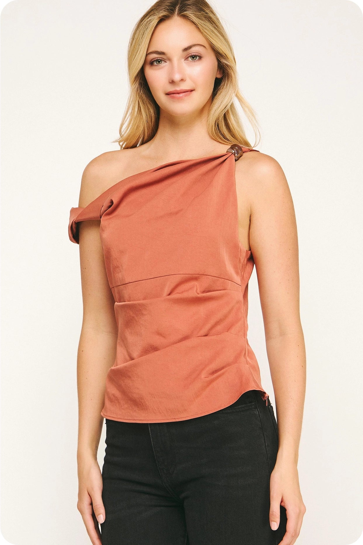 Asymmetric Twisted Bead Top - Terracotta