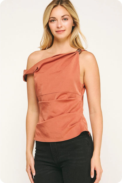 Asymmetric Twisted Bead Top - Terracotta