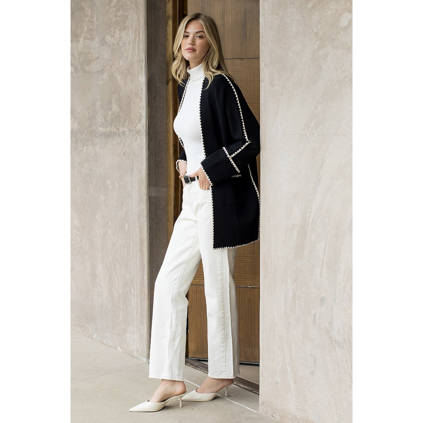 Long Sleeve Midi Cardigan - Black