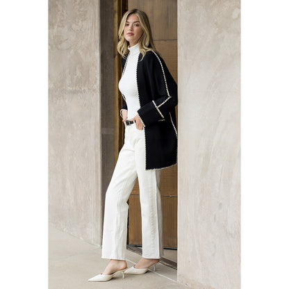 Long Sleeve Midi Cardigan - Black