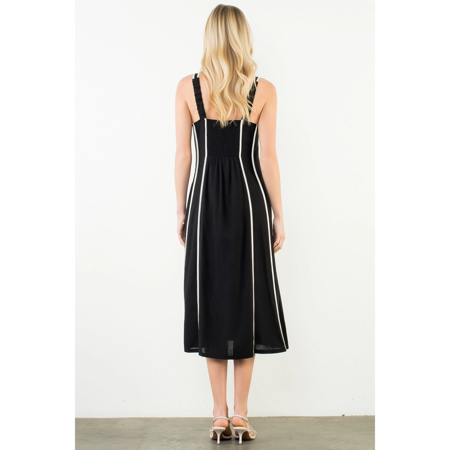 Sleeveless Striped Dress - Black - Spinout
