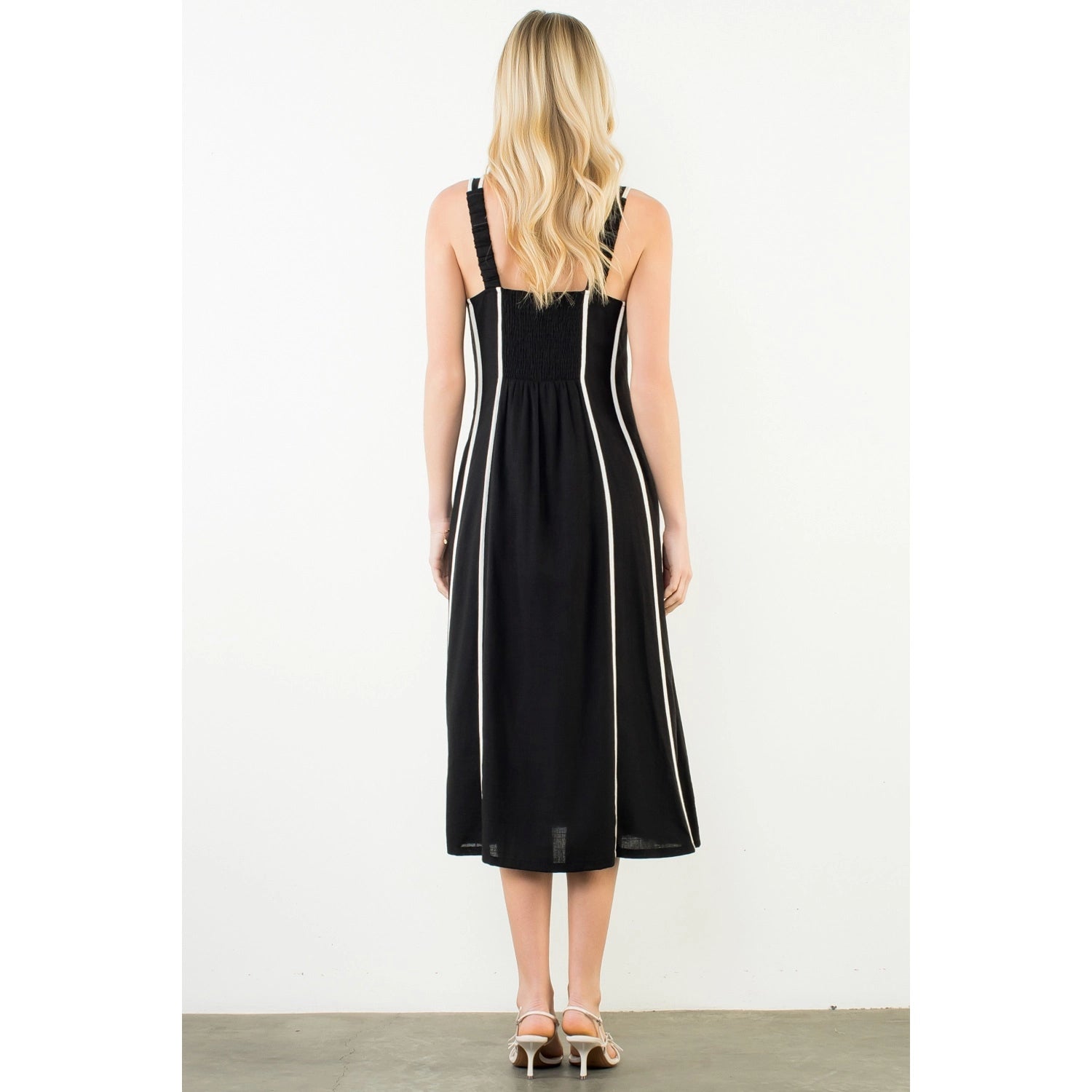 Sleeveless Striped Dress - Black - Spinout