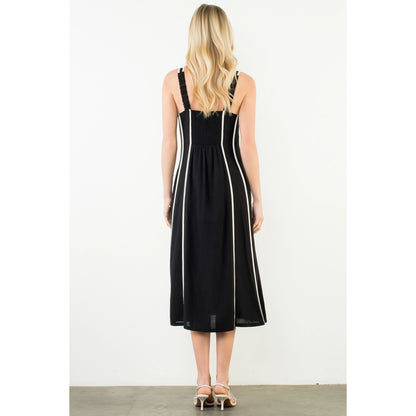 Sleeveless Striped Dress - Black - Spinout