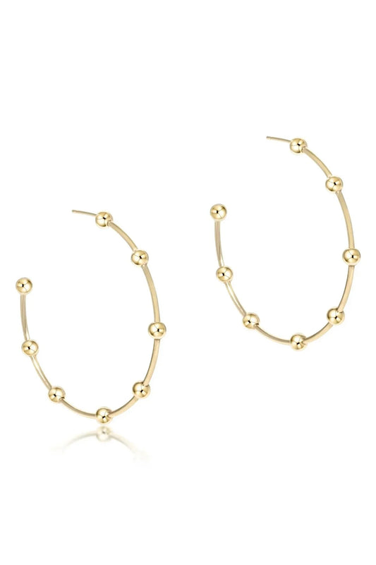Beaded Simplicity 1" Post Hoop - 4mm Gold