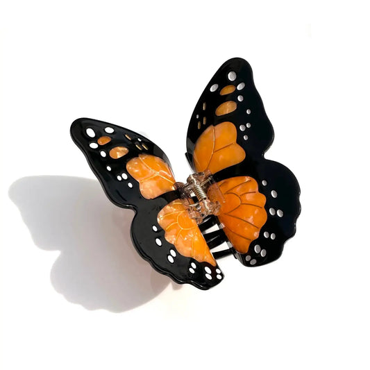 Hand-Painted Monarch Butterfly Claw Hair Clip | Eco-Friendly | Orange