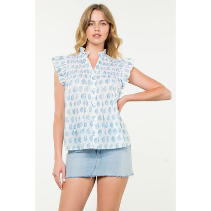 THML - Button Up Print Top - White