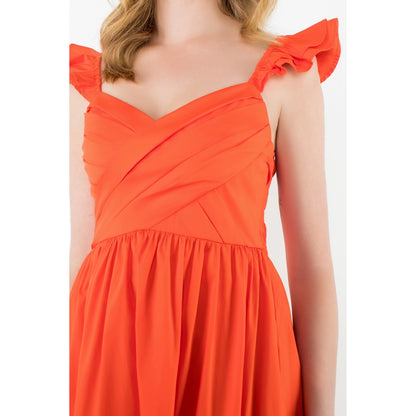 THML - Tiered Poplin Maxi Dress - Orange