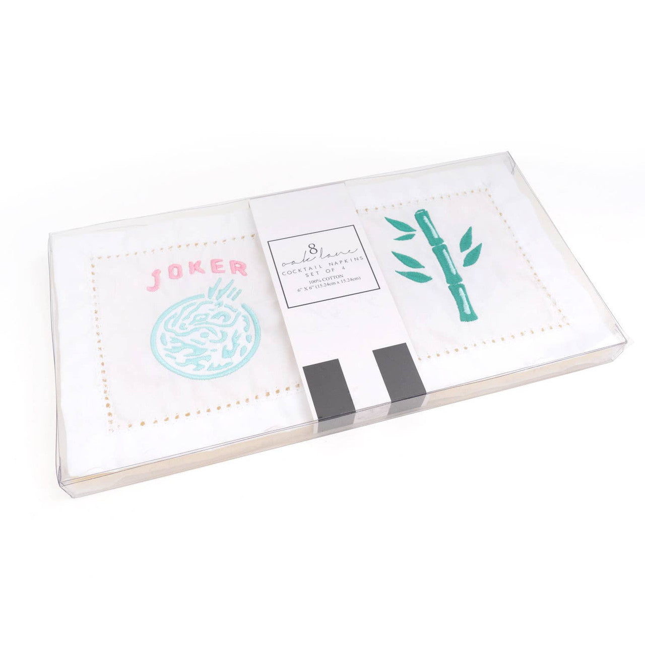 Mahjong Embroidered Cocktail Napkin Set