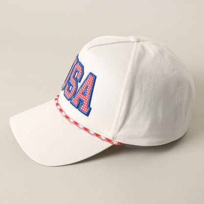 USA Patch Rope Trucker Hat - Red