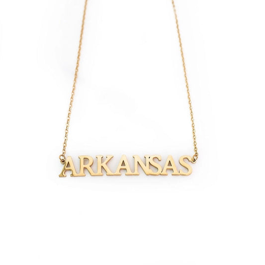 Arkansas Collegiate Nameplate Necklace
