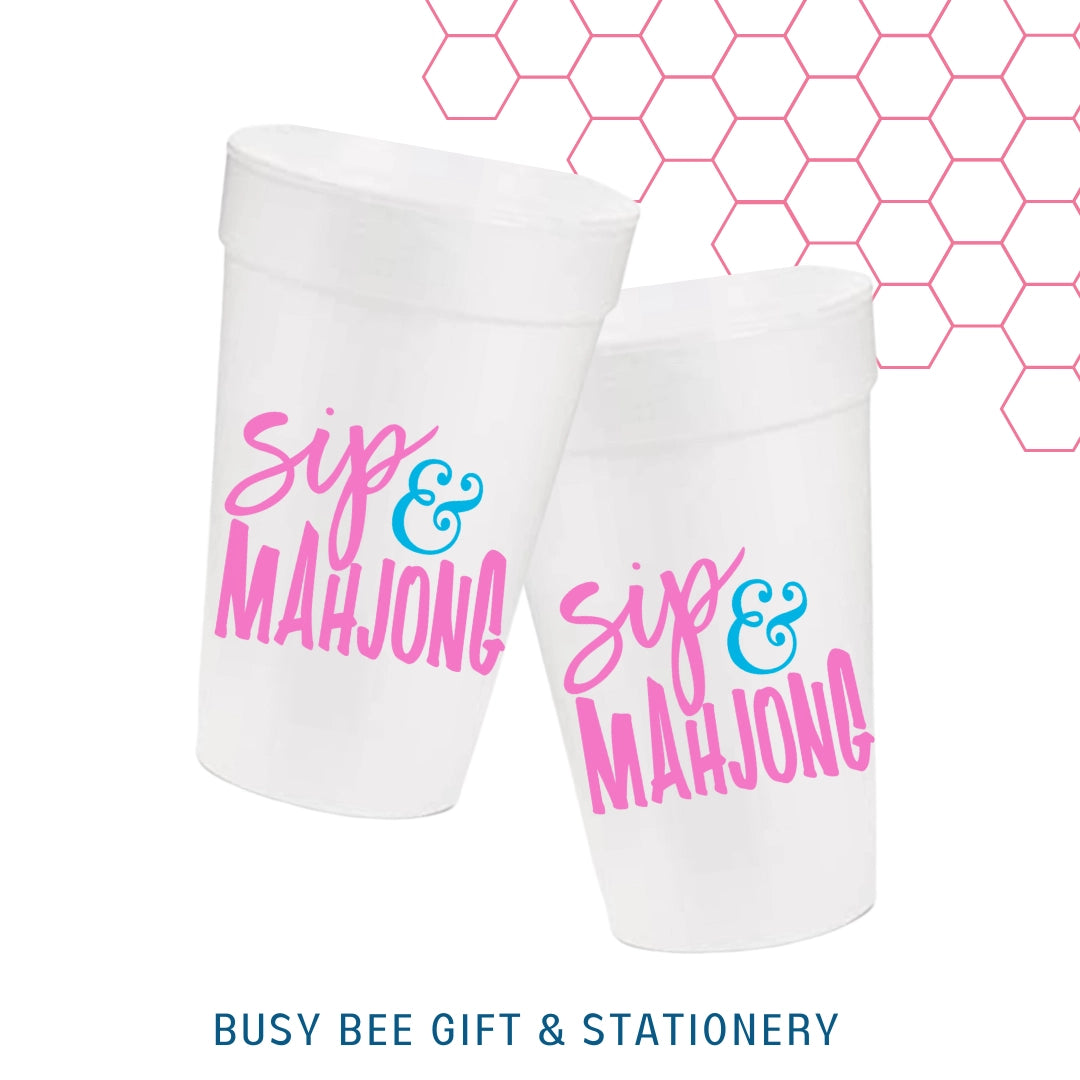 Sip & Mahjong Styrofoam Cup | Set of 10 | 20 oz