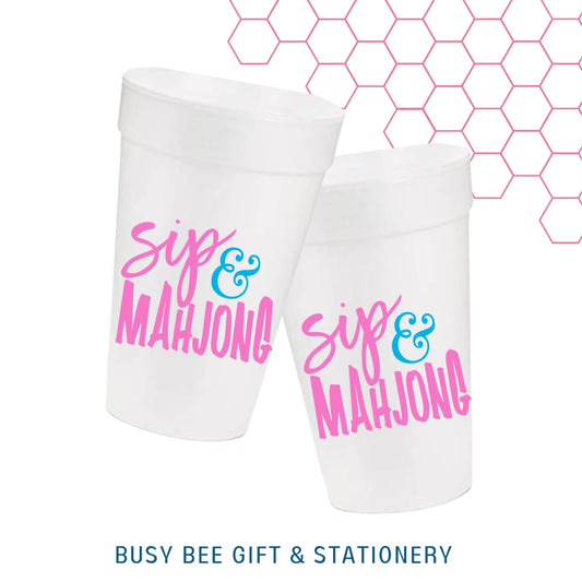 Sip & Mahjong Styrofoam Cup | Set of 10 | 20 oz