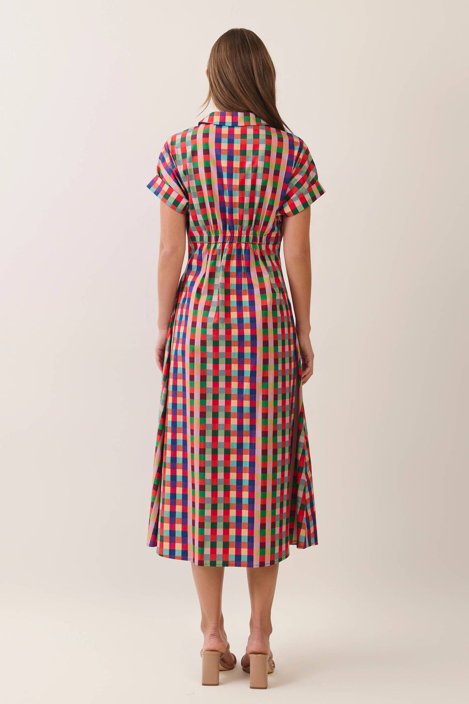 Button Up Plaid Maxi Dress - Multi