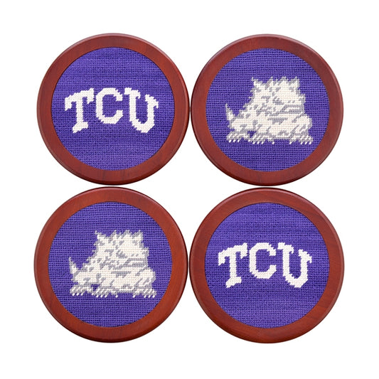 TCU (Purple) Needlepoint Coaster Set