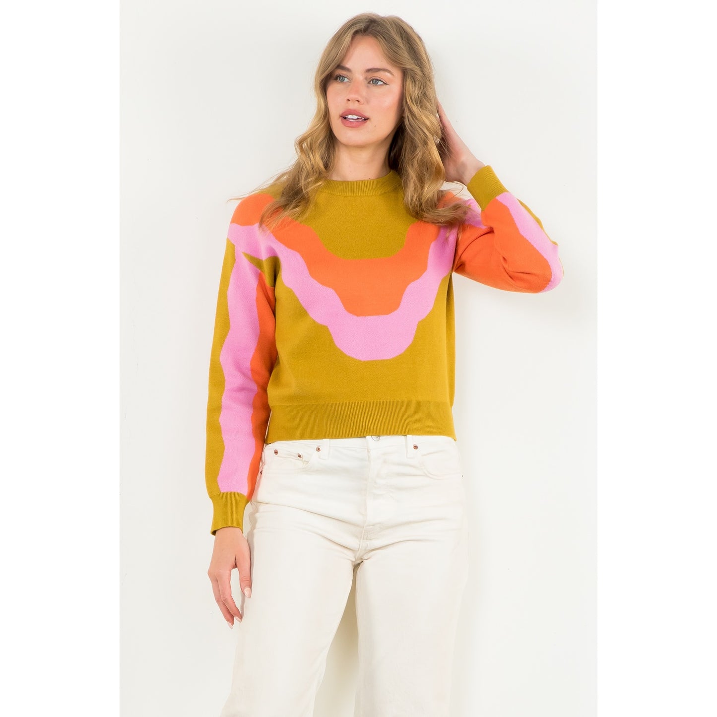 THML - Multi Color Knit Sweater - Mustard