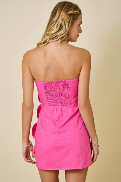 Scallop Strapless Mini Dress - Pink