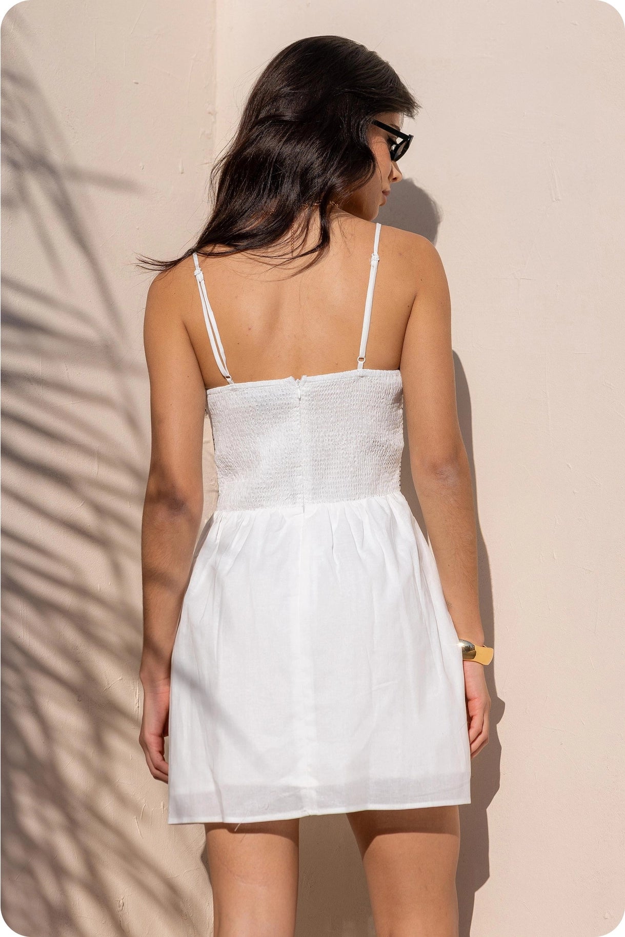 Top Stitch Bustier Sleeveless Mini Dress - Off-White