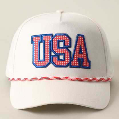USA Patch Rope Trucker Hat - Red